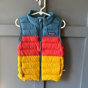 Patagonia Kids' Tri-Color Down Sweater Vest - Blue, Red, Yellow